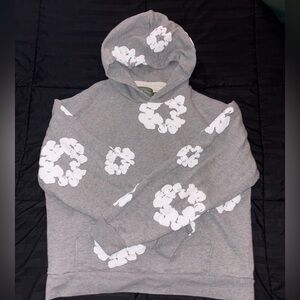 Men’s grey denim tears hoodie